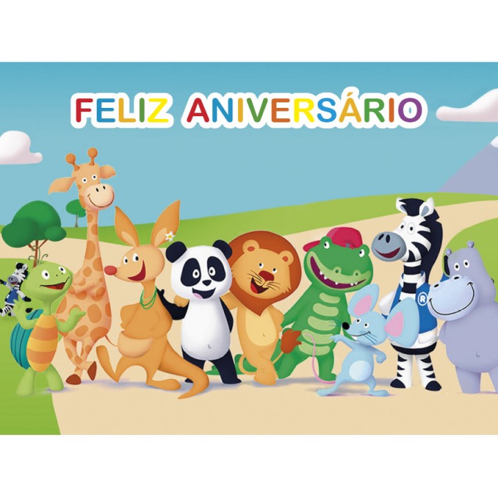 Panda e Amigos Painel para Festas de Aniversário